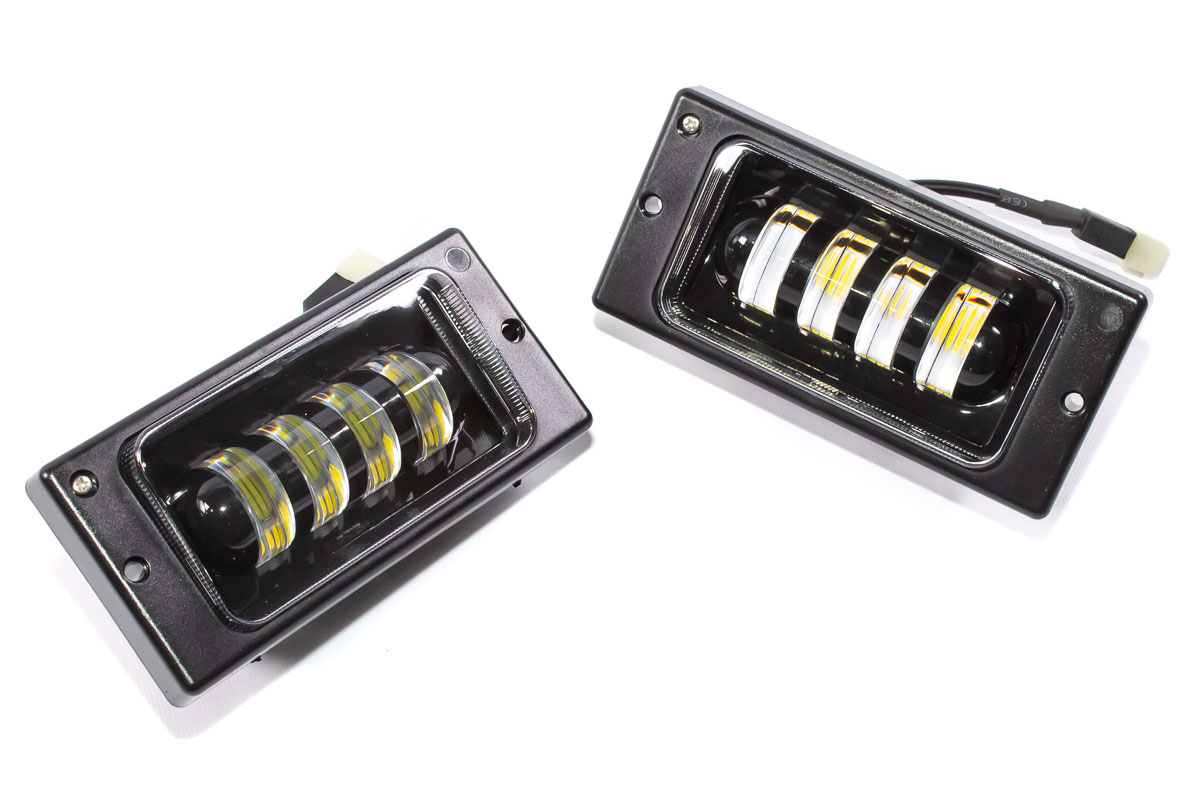 Противотуманные фары 4 линзы LED (алюминиевый корпус, двухцветные белый и желтый) для ВАЗ 2110-2112, 2113-2115