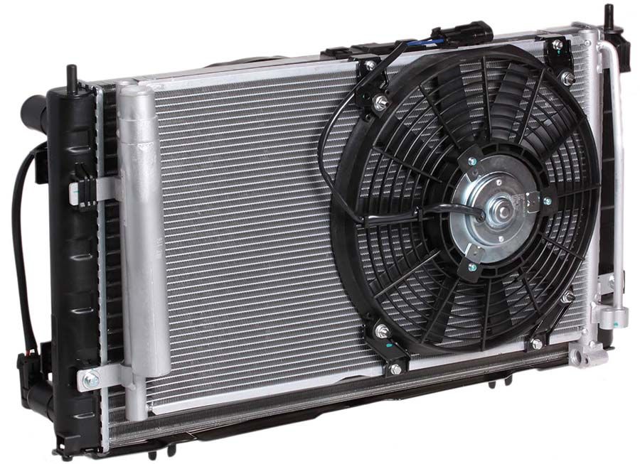 Блок охлаждения "Luzar" (радиатор+конденсор+вентилятор) для Лада Приора (кондиционер Panasonic)