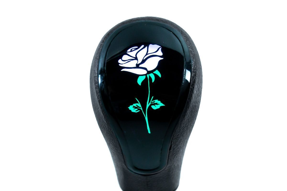 Ручка КПП с LED подсветкой "Роза" (чёрный глянец) для ВАЗ (2108-21099, 2110-2112, 2113-2115), Лада Приора