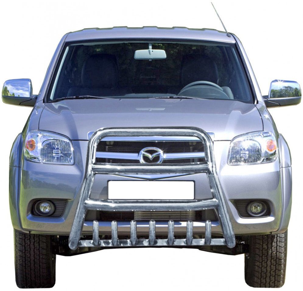 Защита переднего бампера "Техно Сфера" Высокая с дополнительной защитой двигателя "С усами" (нержавейка) для Mazda BT-50 picup
