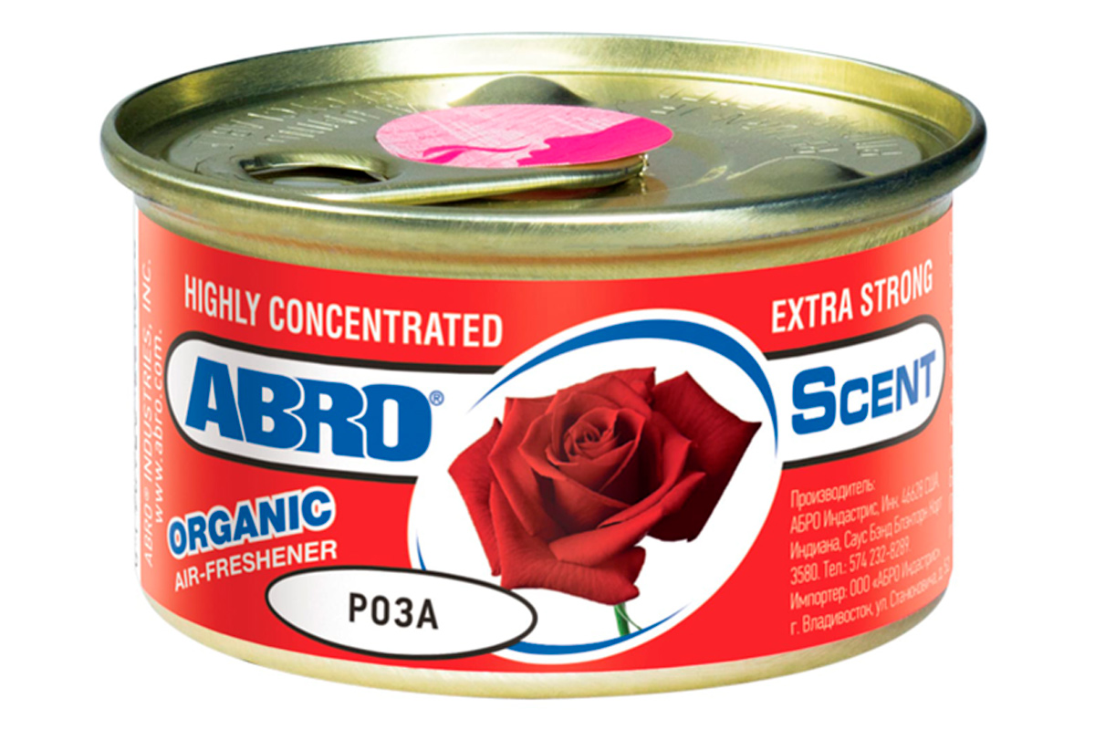 Ароматизатор "ABRO" Organic консерва Роза (ROSE)