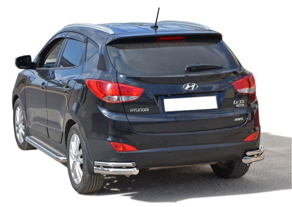 Защита заднего бампера "Техно Сфера" Уголки двойные (d 63.5 мм, нержавейка) для Hyundai IX 35 (2010-2013 года выпуска)
