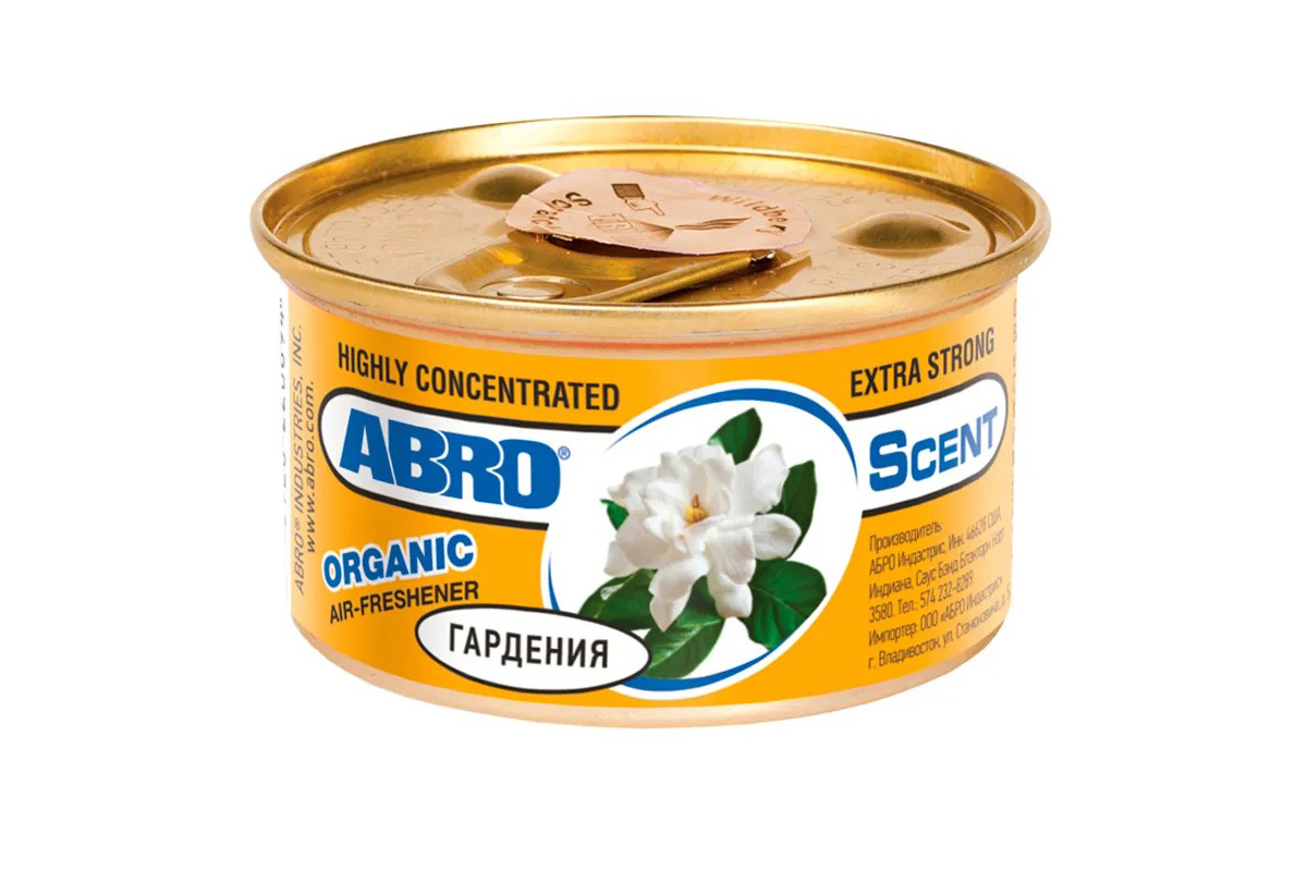 Ароматизатор "ABRO" Organic консерва Гардения (Gardenia)