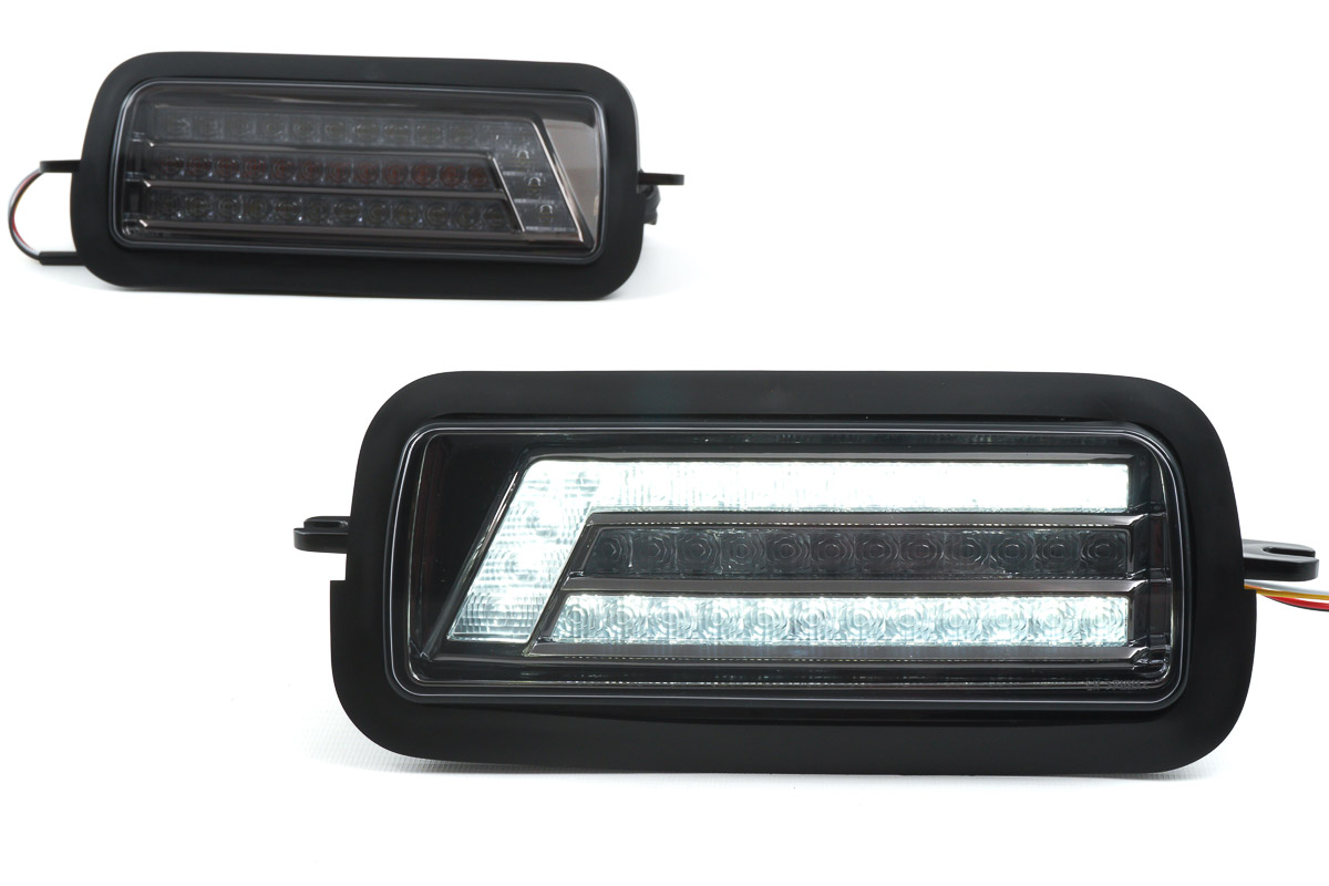 LED "DLAA" оригинальные (диодные) подфарники с дневными ходовыми огнями тёмный хром для Лада Нива 4х4
