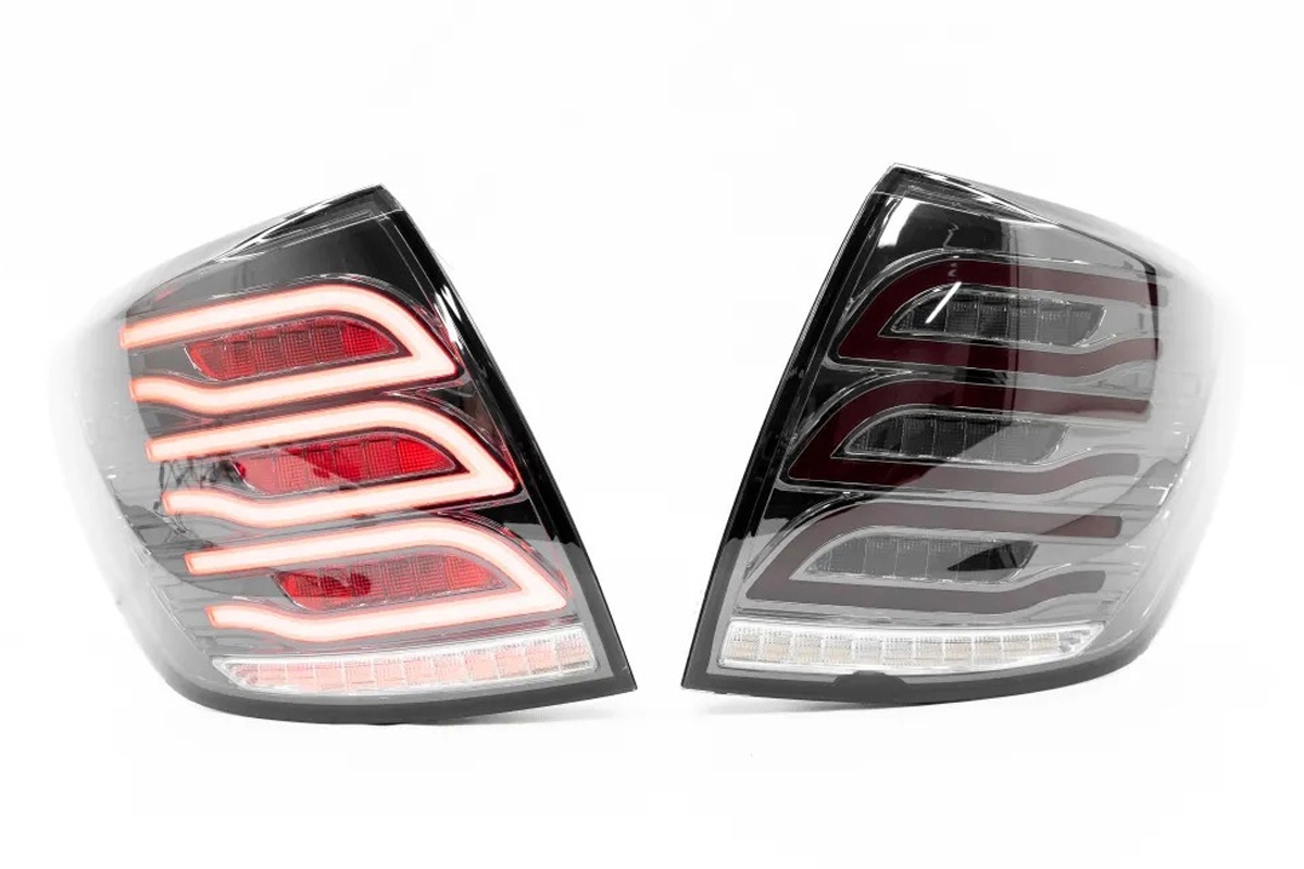Задние светодиодные фонари в стиле Mercedes (серые) для Лада Гранта, Гранта FL седан