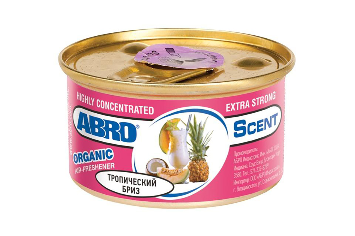 Ароматизатор "ABRO" Organic консерва Тропический Бриз (Tropicana Breeze)