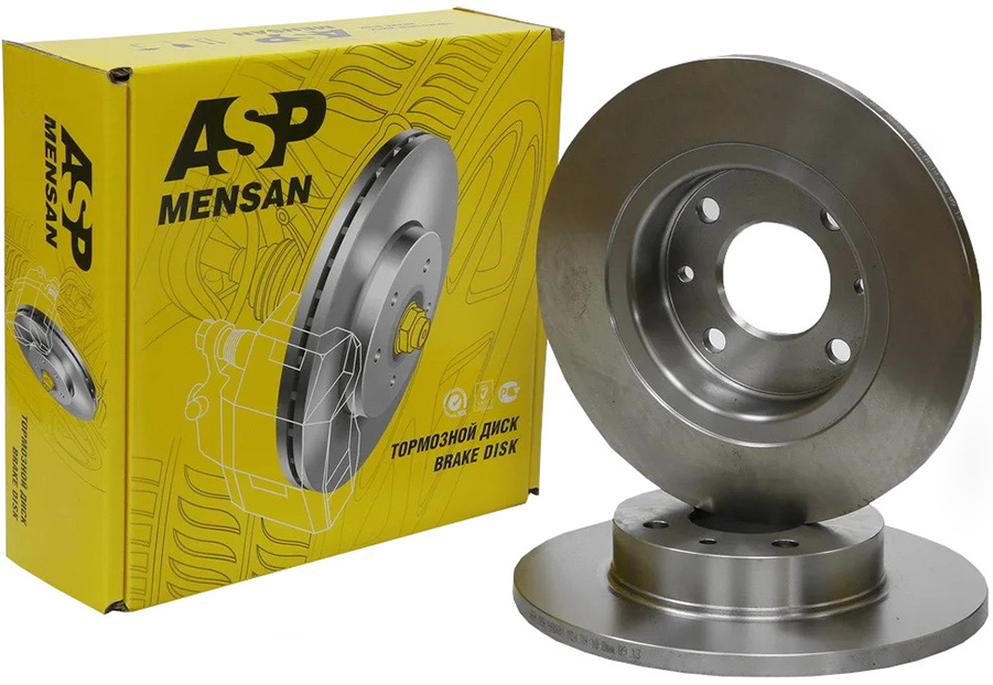 Тормозные диски "ASP MENSAN" передние, R13, не вентилируемые для ВАЗ 2108-21099, 2113-2115
