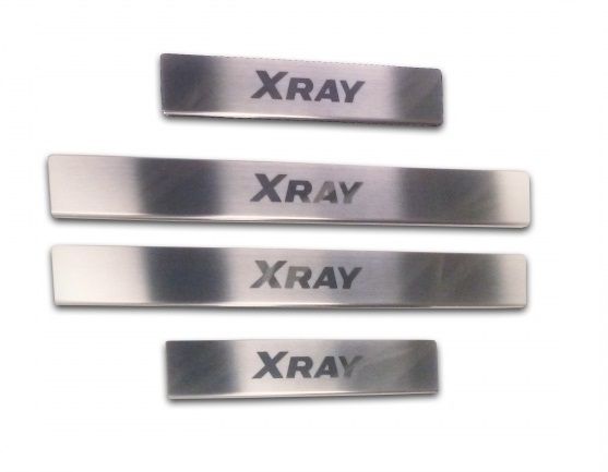 Накладки на пороги (нержавеющая сталь, с надписью XRAY) для Лада XRAY