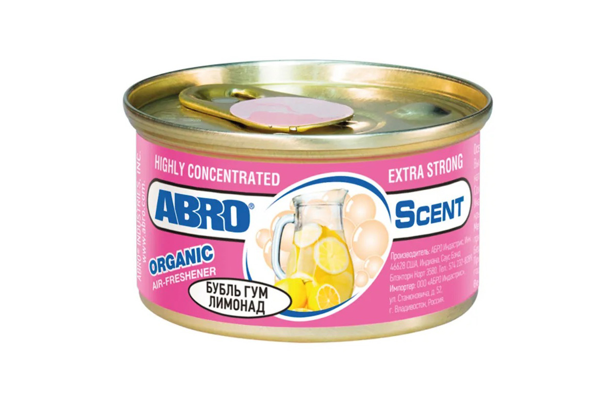 Ароматизатор "ABRO" Organic консерва Бубль Гум / Лимонад (Bubble Gum / Lemonade)