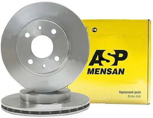 Тормозные диски "ASP MENSAN" передние, R13, вентилируемые для ВАЗ 2110-2112, Лада (Калина, Калина 2, Гранта, Гранта FL)