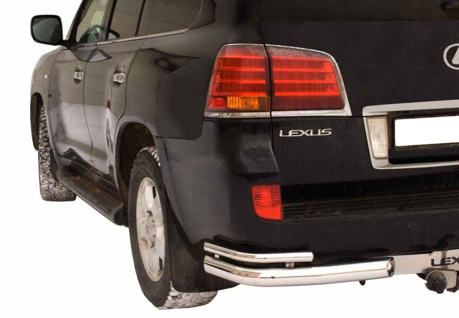 Защита заднего бампера "Техно Сфера" Уголки двойные (d 76 мм, нержавейка) для Lexus 570
