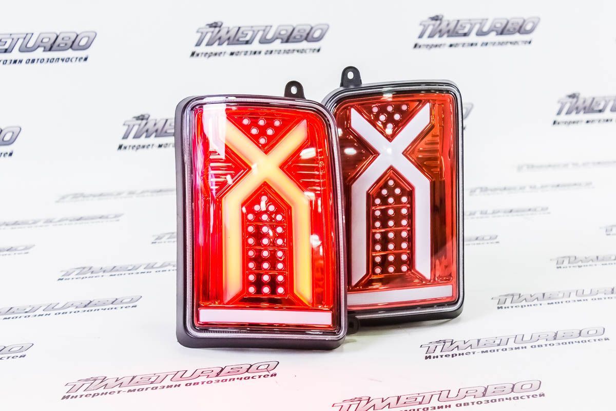 Задние светодиодные фонари "Иксы" (красные, с бегающим повторителем) для Лада Нива 4x4, Нива 4x4 Урбан