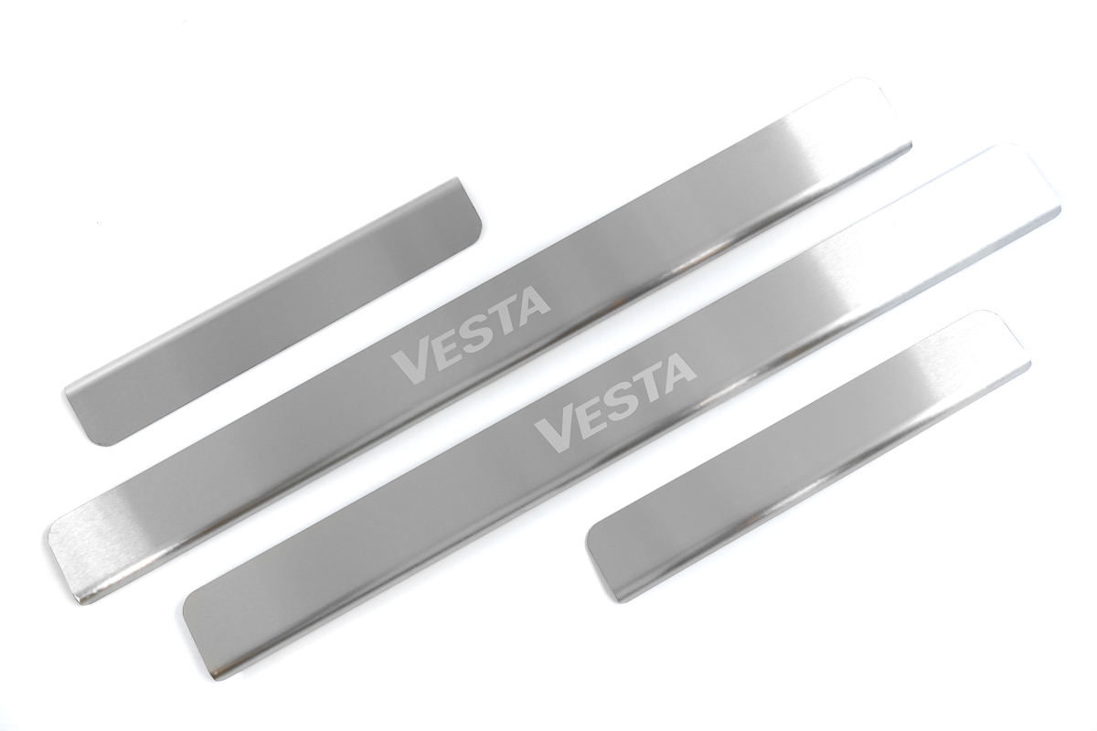 Оригинальные накладки на пороги с надписью "VESTA" для Лада Веста, Веста NG