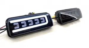 LED диодные подфарники С-желтые c ДХО и бегающим повторителем для Лада Нива 4x4, Нива 4х4 Урбан