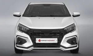 Бампер передний ЮРОЛТЮНИНГ SWAG для Лада Веста NG Без покраски, Без отверстий под ПТФ