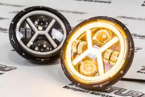 Светодиодные фары 60W, чёрные, с Х-образным рисунком ДХО, повторитель для ВАЗ 2101, 2102, Лада Нива 4х4, Нива 4х4 Урбан, УАЗ 3303, 469, Хантер, Jeep Wrangler Светодиодные фары 60W, чёрные, с Х-образным рисунком ДХО, повторитель для ВАЗ 2101, 2102, Лада Нива 4х4, Нива 4х4 Урбан, УАЗ 3303, 469, Хантер, Jeep Wrangler