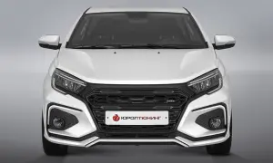 Бампер передний ЮРОЛТЮНИНГ SWAG для Лада Веста NG Без покраски, С отверстиями под ПТФ Бампер передний ЮРОЛТЮНИНГ SWAG для Лада Веста NG Без покраски, С отверстиями под ПТФ