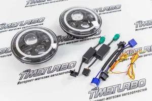 Светодиодные фары 40W, чёрные ДХО, повторитель для ВАЗ 2101, 2102, Лада Нива 4х4, Нива 4х4 Урбан, УАЗ 3303, 469, Хантер, Jeep Wrangler Светодиодные фары 40W, чёрные ДХО, повторитель для ВАЗ 2101, 2102, Лада Нива 4х4, Нива 4х4 Урбан, УАЗ 3303, 469, Хантер, Jeep Wrangler