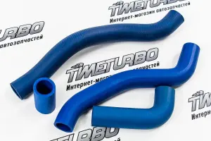 Патрубки радиатора ТЕХНОПАРТНЕР 21082 инжектор, армированный каучук, синие для ВАЗ 2113-2115