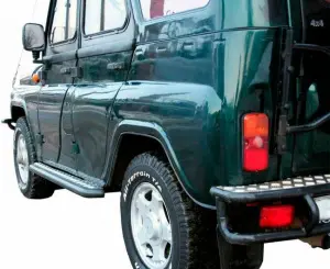 Пороги Техно Сфера с алюминиевым листом для УАЗ Hunter Чёрный мат