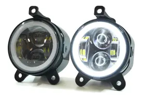 Противотуманные фары, ПТФ диодные LED, 4 линзы с ангельскими глазками для Лада Приора, Шевроле Нива с 2009 года выпуска Противотуманные фары, ПТФ диодные LED, 4 линзы с ангельскими глазками для Лада Приора, Шевроле Нива с 2009 года выпуска