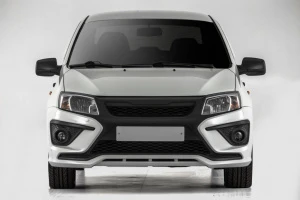 Распродажа Бампер передний ЮРОЛТЮНИНГ XMUG для Лада Гранта В цвет 665 + глянцевое выделение