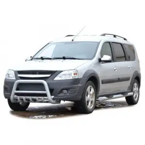 Защита переда Техно Сфера d 63, с дополнительной защитой двигателя для Лада Ларгус Чёрный мат Защита переда Техно Сфера d 63, с дополнительной защитой двигателя для Лада Ларгус Чёрный мат