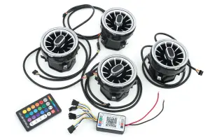 Распродажа Сопла воздуховодов в стиле AMG RGB подсветка для Лада Калина 2, Гранта, Гранта FL, Ларгус, Датсун mi-DO, on-DO, Renault Logan, Duster, Sandero Корпус серебристный