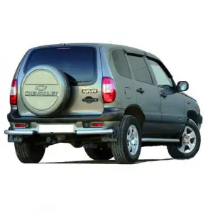 Защита Техно Сфера Уголки заднего бампера для Шевроле Нива до 2009 г. в. Чёрный мат