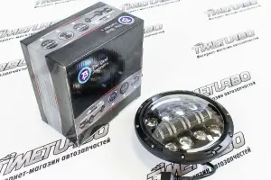 Светодиодные фары 96W, чёрные ДХО, повторитель для ВАЗ 2101, 2102, Лада Нива 4х4, Нива 4х4 Урбан, УАЗ 3303, 469, Хантер, Jeep Wrangler