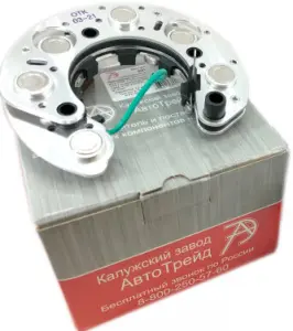 Выпрямительный блок диодный мост АвтоТрейд с дополнительным выпрямителем и жёстким выводом для ВАЗ 2108-21099 с генератором 372.3701, Лада Нива 4x4 с генератором 371.3701 Выпрямительный блок диодный мост АвтоТрейд с дополнительным выпрямителем и жёстким выводом для ВАЗ 2108-21099 с генератором 372.3701, Лада Нива 4x4 с генератором 371.3701