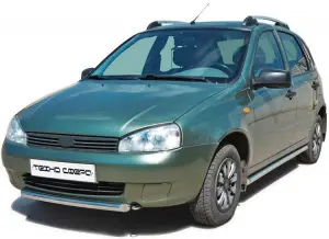 Защита порогов Техно Сфера Труба d 51 мм для Лада Калина Чёрный мат