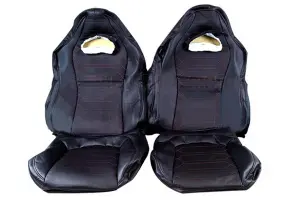 Обивка не чехлы сидений Recaro кобра, экокожа для ВАЗ 2108-21099, 2113-2115, Лада Нива 4х4 Чёрная нить