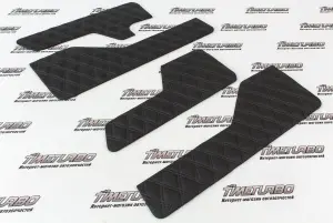 Распродажа Кожаные вставки дверей для Лада Нива 4х4 Урбан Чёрная нить, Одинарная строчка, Ромб