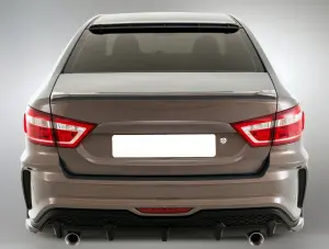 Бампер задний ЮРОЛТЮНИНГ XMUG под раздвоенный глушитель для Лада Веста Без покраски Бампер задний ЮРОЛТЮНИНГ XMUG под раздвоенный глушитель для Лада Веста Без покраски