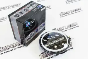 Светодиодные фары 90W, чёрные, с LED кольцом ДХО, повторитель для ВАЗ 2101, 2102, Лада Нива 4х4, Нива 4х4 Урбан, УАЗ 3303, 469, Хантер, Jeep Wrangler