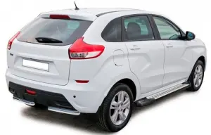 Защита заднего бампера Техно Сфера Уголки d 51 мм, окрашена для Лада XRAY Чёрный мат