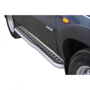 Пороги Техно Сфера с алюминиевым листом с перегибом для Шевроле Нива рестайлинг с 2009 г. в. Чёрный мат