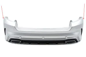 Уценка Бампер задний ЮРОЛТЮНИНГ XMUG FL для Лада Гранта FL седан С декорантом, В цвет 610 + глянцевое выделение, ПОВРЕЖДЕНИЕ ЛКП