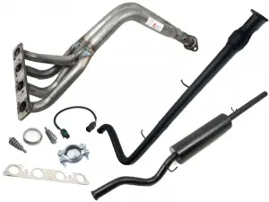 Выпускной комплект 4-2-1 резонатор труба с гофрой, глушитель Н/О STT, 16V для ВАЗ 2110, 2111