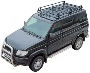 Багажник экспедиционный Техно Сфера Трофи с сеткой, без передней перекладины для УАЗ Патриот Чёрный мат Багажник экспедиционный Техно Сфера Трофи с сеткой, без передней перекладины для УАЗ Патриот Чёрный мат