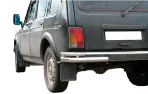 Защита Техно Сфера Уголки двойные заднего бампера для Лада Нива 4x4  Чёрный мат Защита Техно Сфера Уголки двойные заднего бампера для Лада Нива 4x4  Чёрный мат