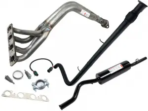 Выпускной комплект 4-2-1 резонатор труба с гофрой, глушитель Н/О STT, 16V для ВАЗ 2112