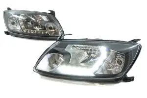 Тюнинг фары с ДХО чёрные для Лада Гранта Тюнинг фары с ДХО чёрные для Лада Гранта