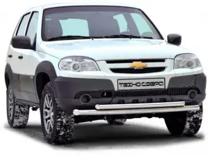 Защита переда Техно Сфера Труба двойная d 51/63,5 мм, нержавейка, без коробочек для Шевроле Нива рестайлинг с 2009 г. в. Защита переда Техно Сфера Труба двойная d 51/63,5 мм, нержавейка, без коробочек для Шевроле Нива рестайлинг с 2009 г. в.