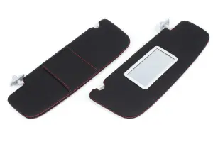 Козырьки солнцезащитные обшитые экокожей для Лада Калина-2, Гранта, Датсун mi-DO, on-DO Люкс Чёрная нить