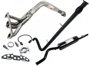 Выпускной комплект 4-2-1 резонатор труба с гофрой, глушитель Н/О STT, 8V для ВАЗ 2112