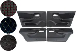 Обивки дверные Люкс 3 для ВАЗ 2109, 21099, 2114, 2115 Экокожа, Соты, Бежевая нить