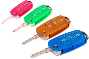 Ключ замка зажигания выкидной по типу Volkswagen Люкс, 3 кнопки, синий для Лада Приора, Калина, Калина 2, Гранта, Шевроле Нива, Datsun