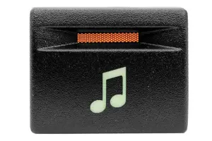 Кнопка пересвеченная включения музыки с индикацией для Лада Калина 2, Гранта, Гранта FL, Приора, Приора 2, Нива 4x4, Нива Legend